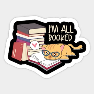 Kawaii cat reading a book Sticker